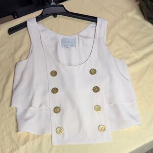 Madison Marcus Cream Sleeveless Blouse with Gold Buttons